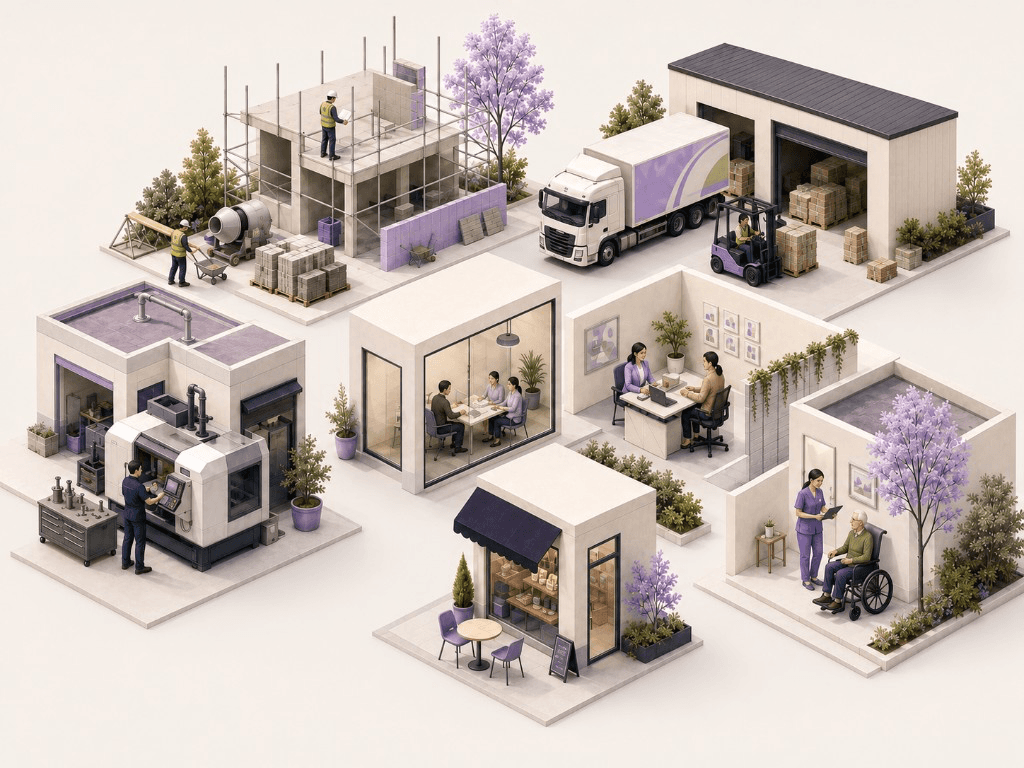 UK businesses across construction, logistics, manufacturing, recruitment, hospitality and care.